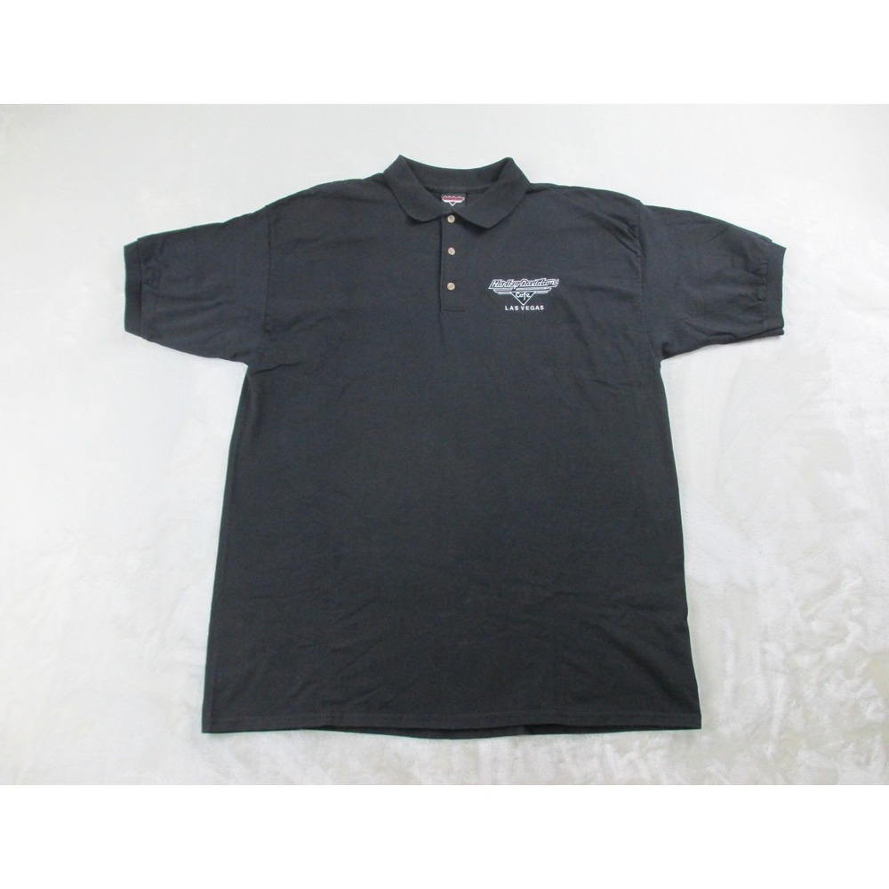 VINTAGE Harley Davidson Polo Shirt Mens Extra Large Black Las Vegas Biker*